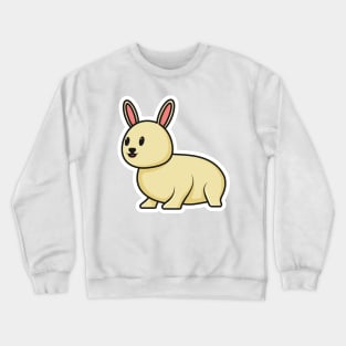 Cute Baby Rabbit Sitting Cartoon Sticker vector illustration. Animal nature icon concept. Funny furry white hares, Easter bunnies sitting sticker vector design with shadow. Crewneck Sweatshirt